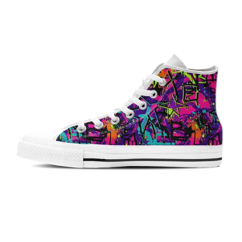 Graffiti Airbrush Print Men's High Top Shoes-grizzshop
