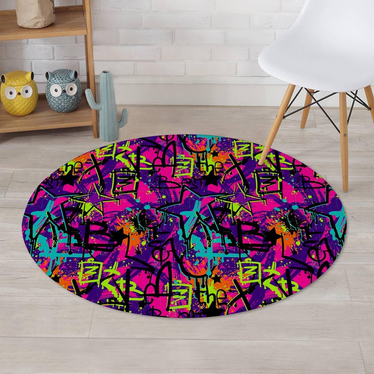 Graffiti Airbrush Print Round Rug-grizzshop