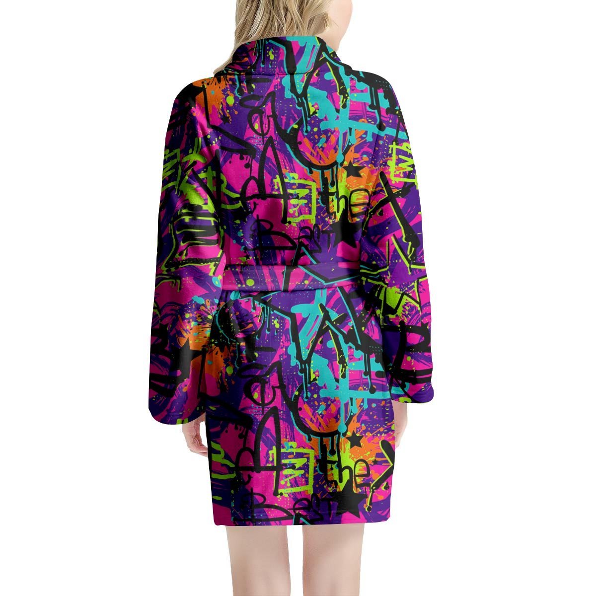 Graffiti Airbrush Print Women's Robe-grizzshop