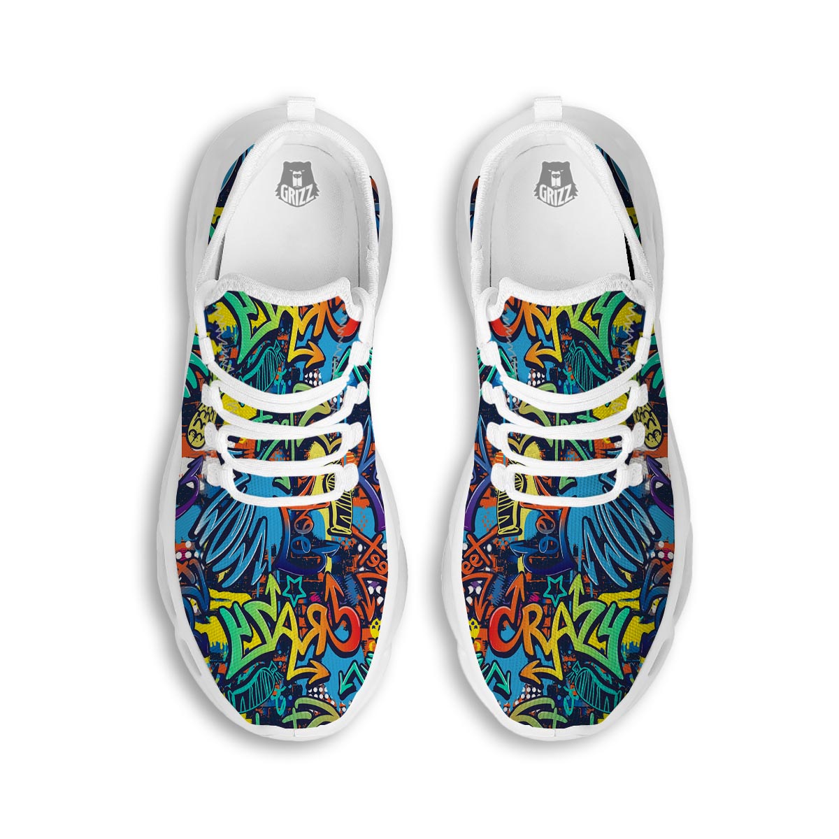 Graffiti Backdrop Print White Running Shoes-grizzshop