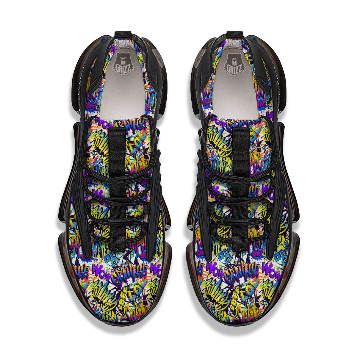 Graffiti Colorful Print Pattern Black Gym Shoes-grizzshop