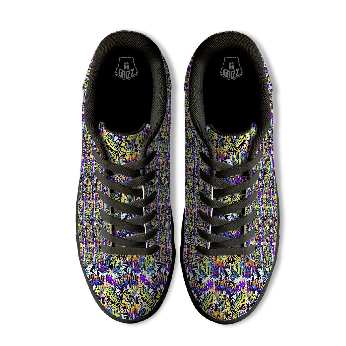 Graffiti Colorful Print Pattern Black Low Top Sneakers-grizzshop