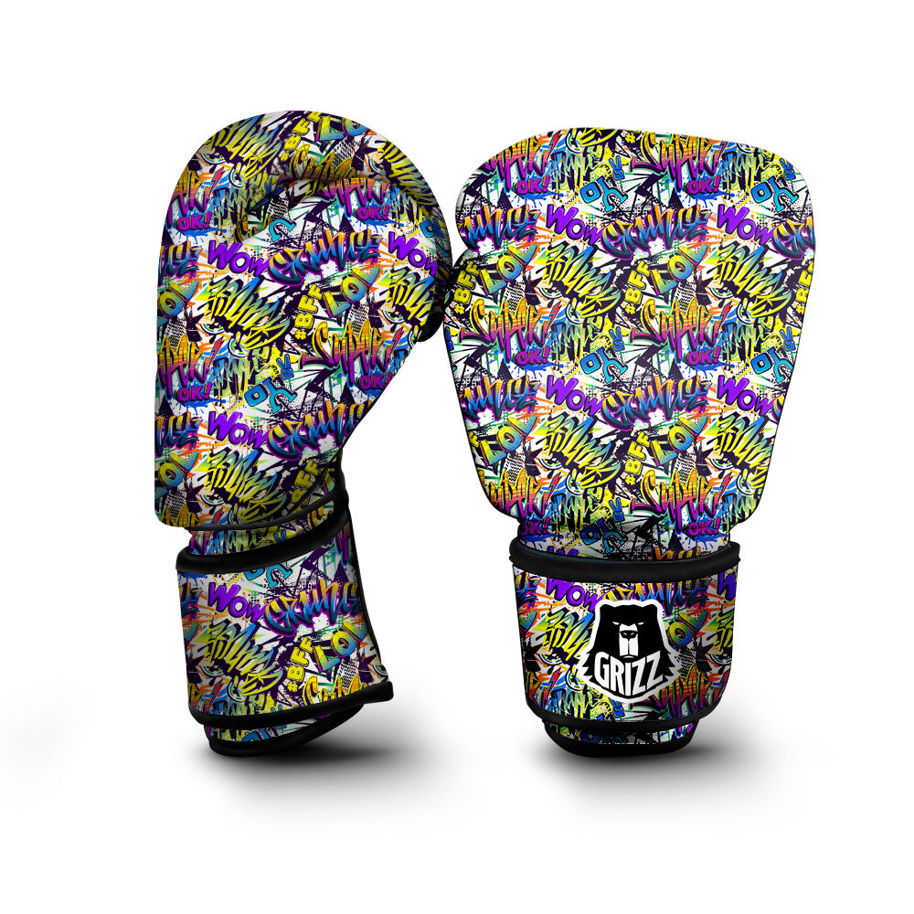 Graffiti Colorful Print Pattern Boxing Gloves-grizzshop