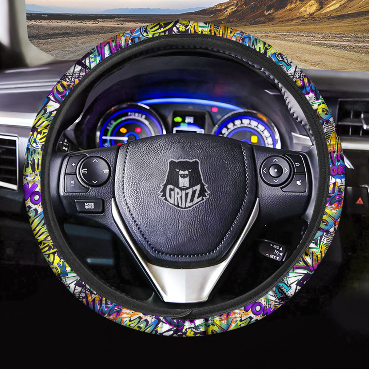 Graffiti Colorful Print Pattern Car Steering Wheel Cover-grizzshop