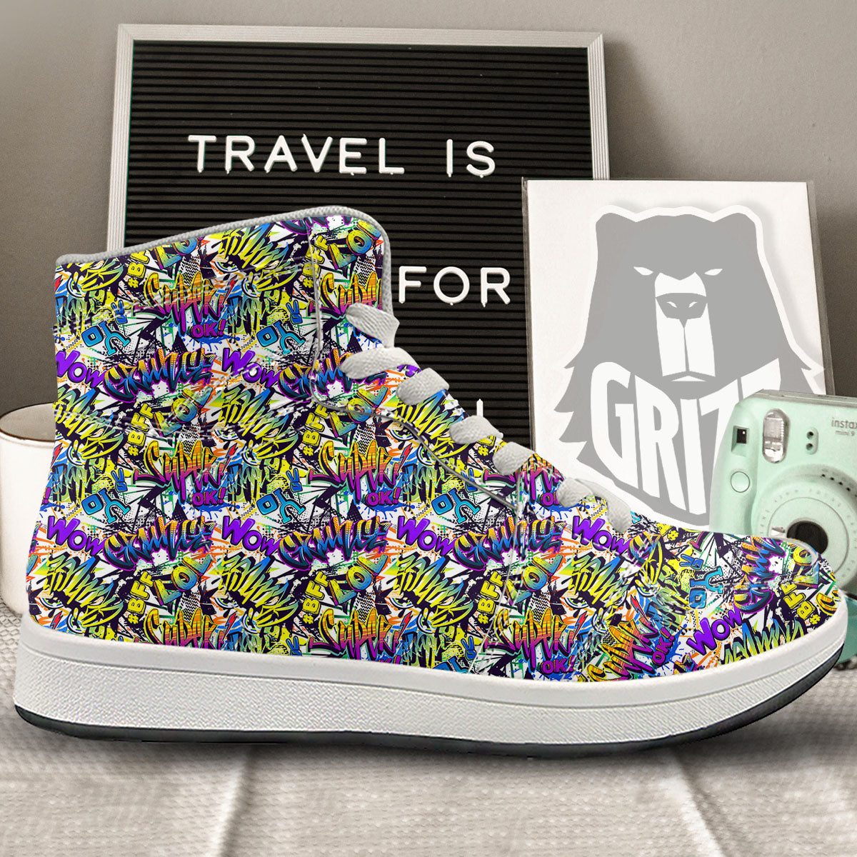 Graffiti Colorful Print Pattern High Top Sneakers-grizzshop