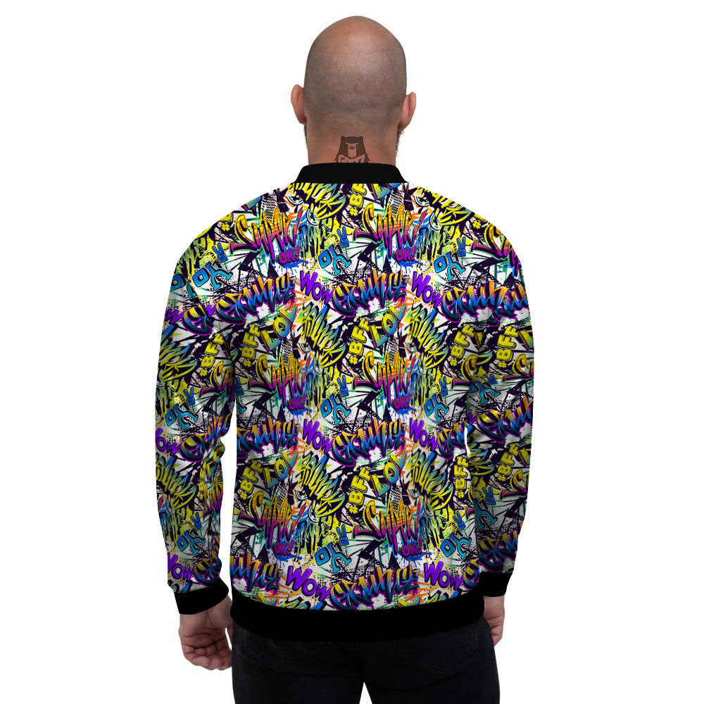 Graffiti Colorful Print Pattern Men's Bomber Jacket-grizzshop