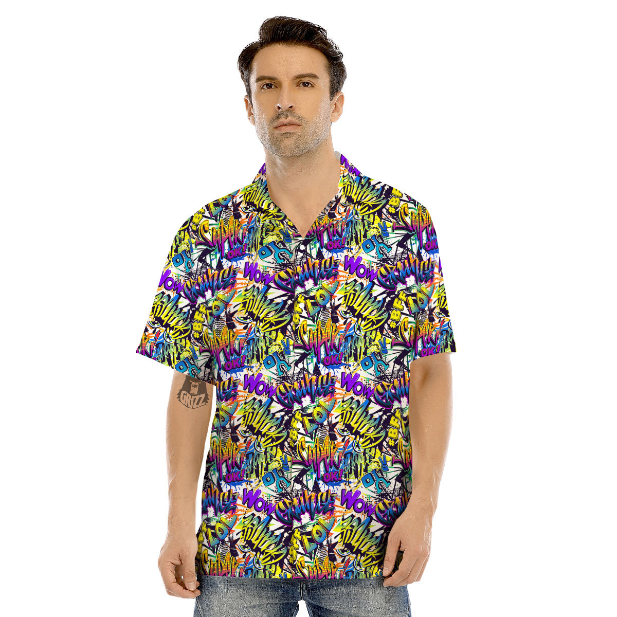Graffiti Colorful Print Pattern Men's Hawaiian Shirt-grizzshop