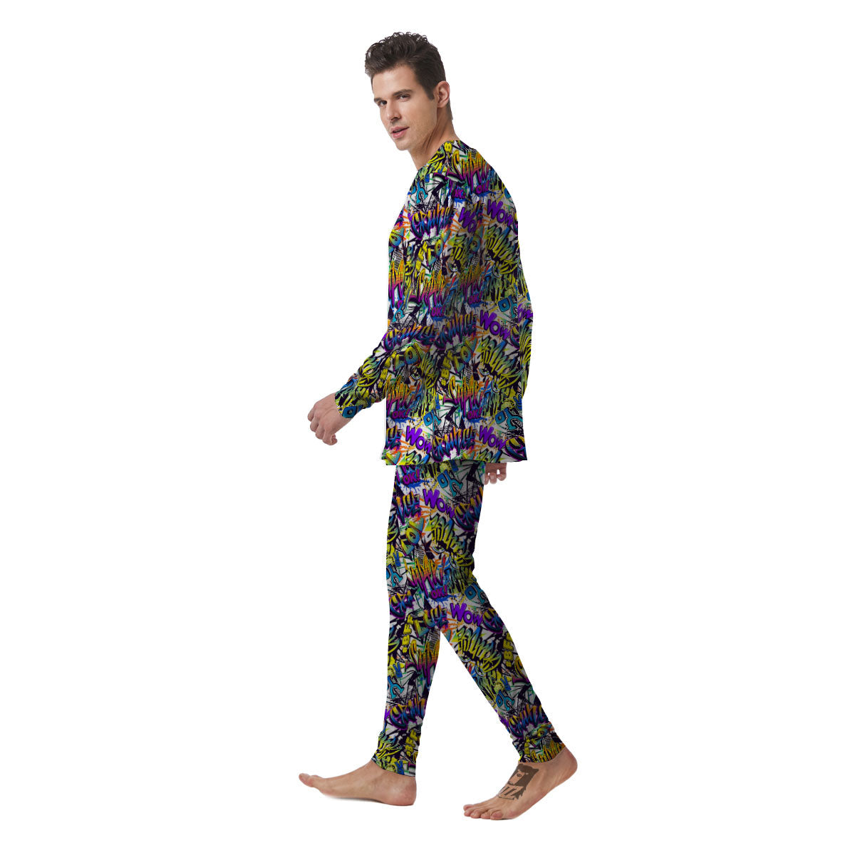 Graffiti Colorful Print Pattern Men's Pajamas-grizzshop