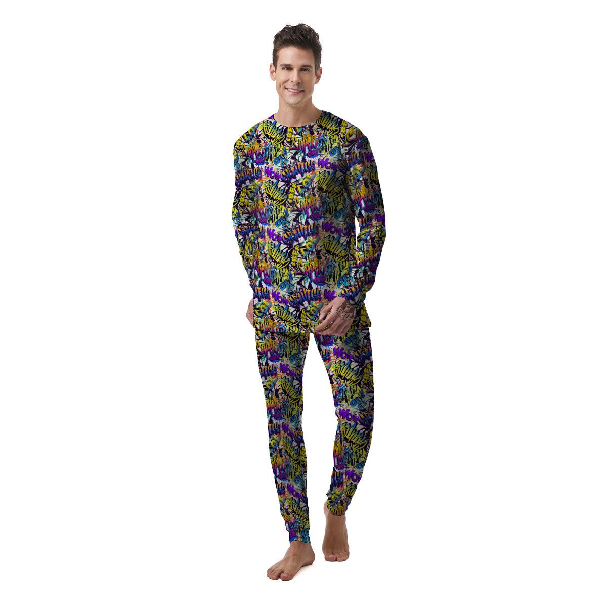 Graffiti Colorful Print Pattern Men's Pajamas-grizzshop