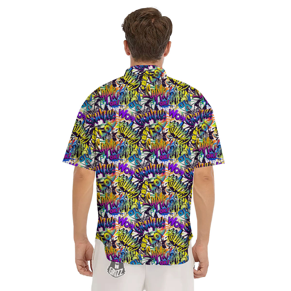 Graffiti Colorful Print Pattern Men's Short Sleeve Shirts-grizzshop
