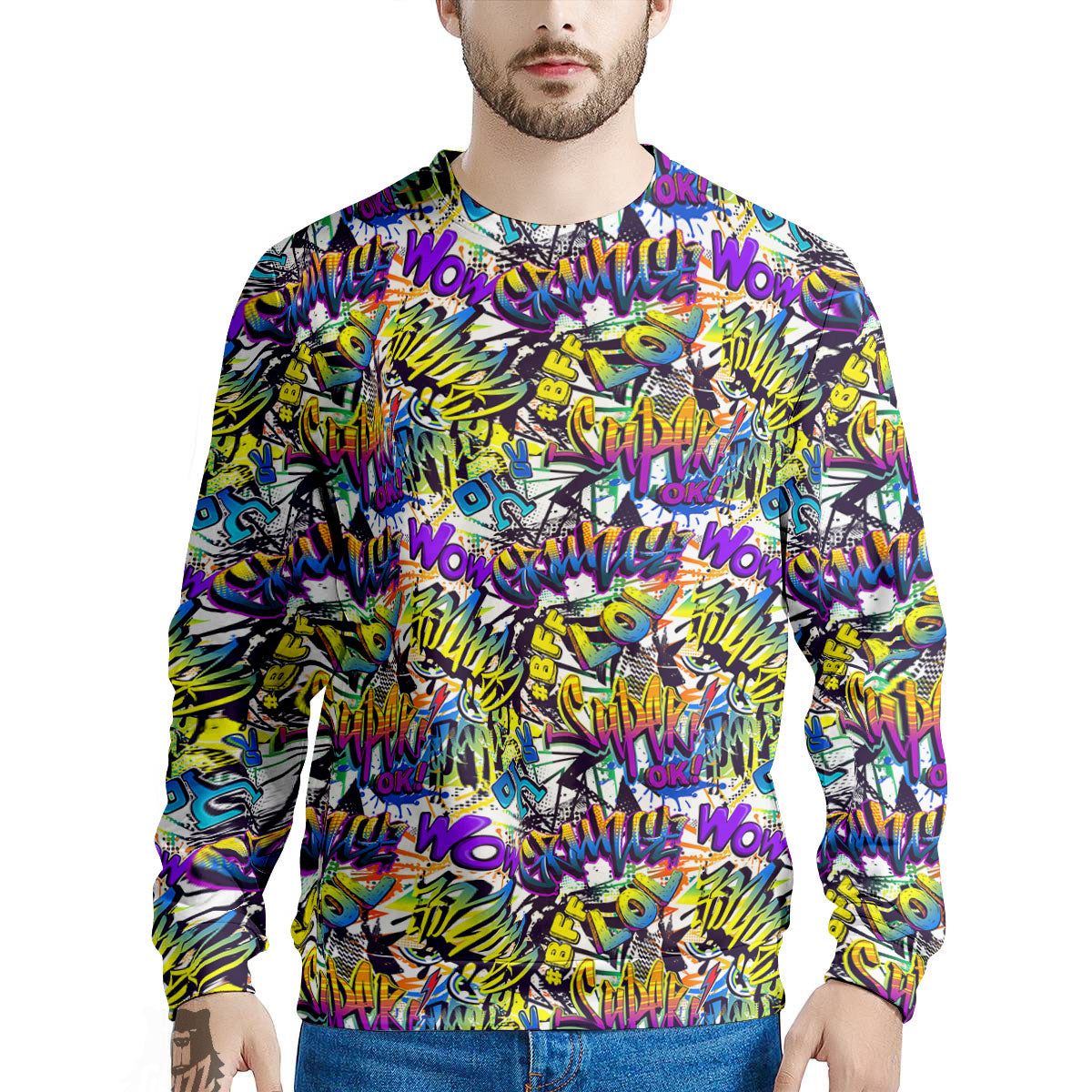 Graffiti Colorful Print Pattern Men's Sweatshirt-grizzshop