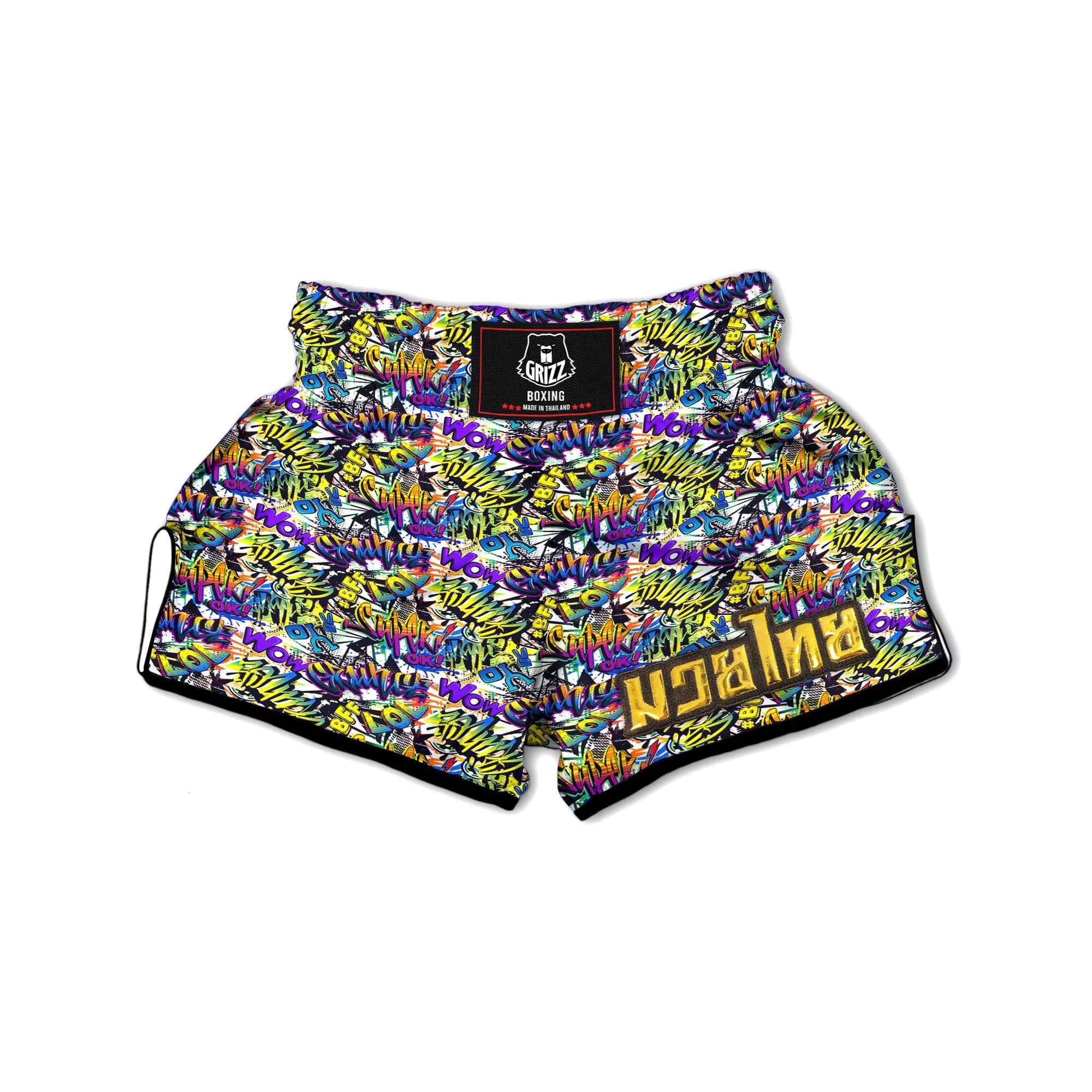 Graffiti Colorful Print Pattern Muay Thai Boxing Shorts-grizzshop