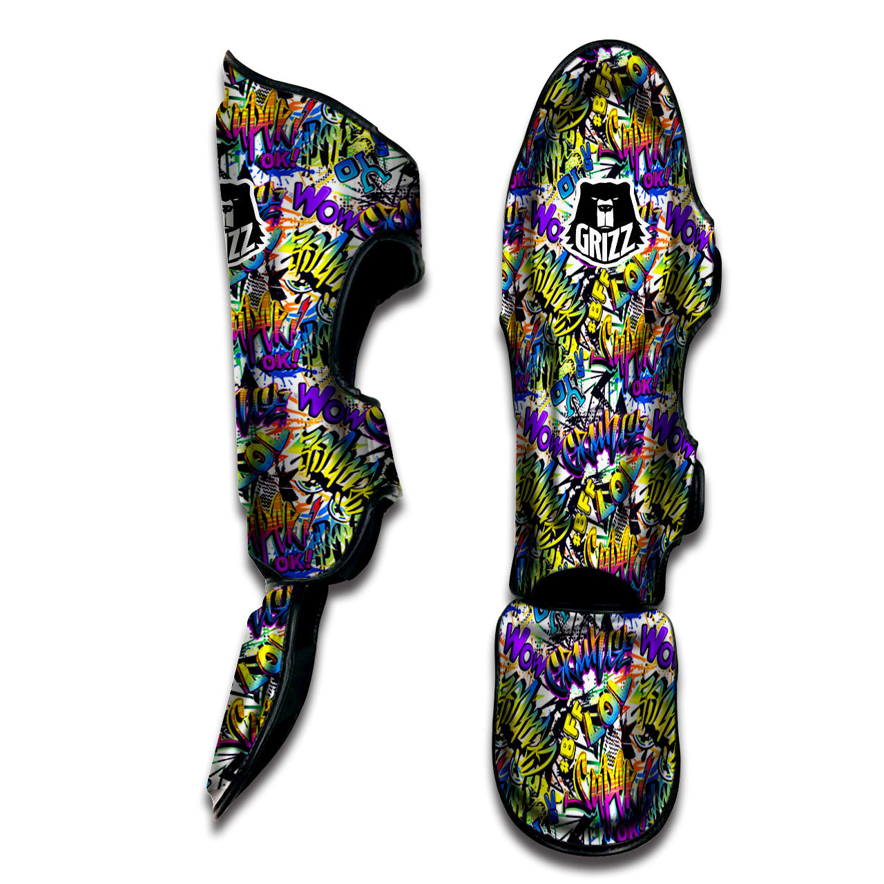 Graffiti Colorful Print Pattern Muay Thai Shin Guards-grizzshop