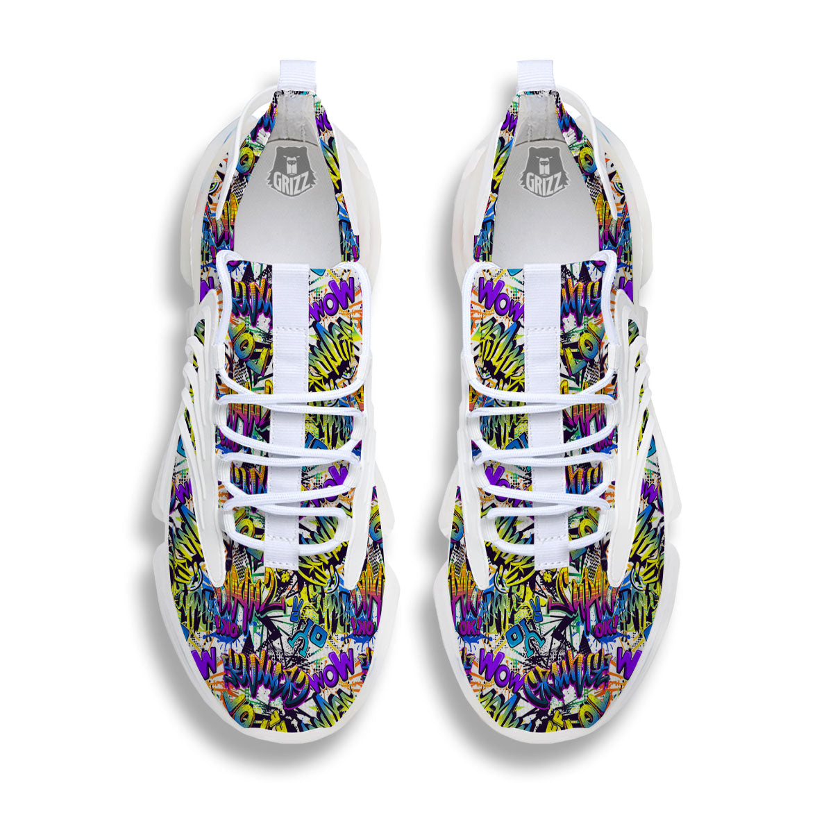 Graffiti Colorful Print Pattern White Gym Shoes-grizzshop