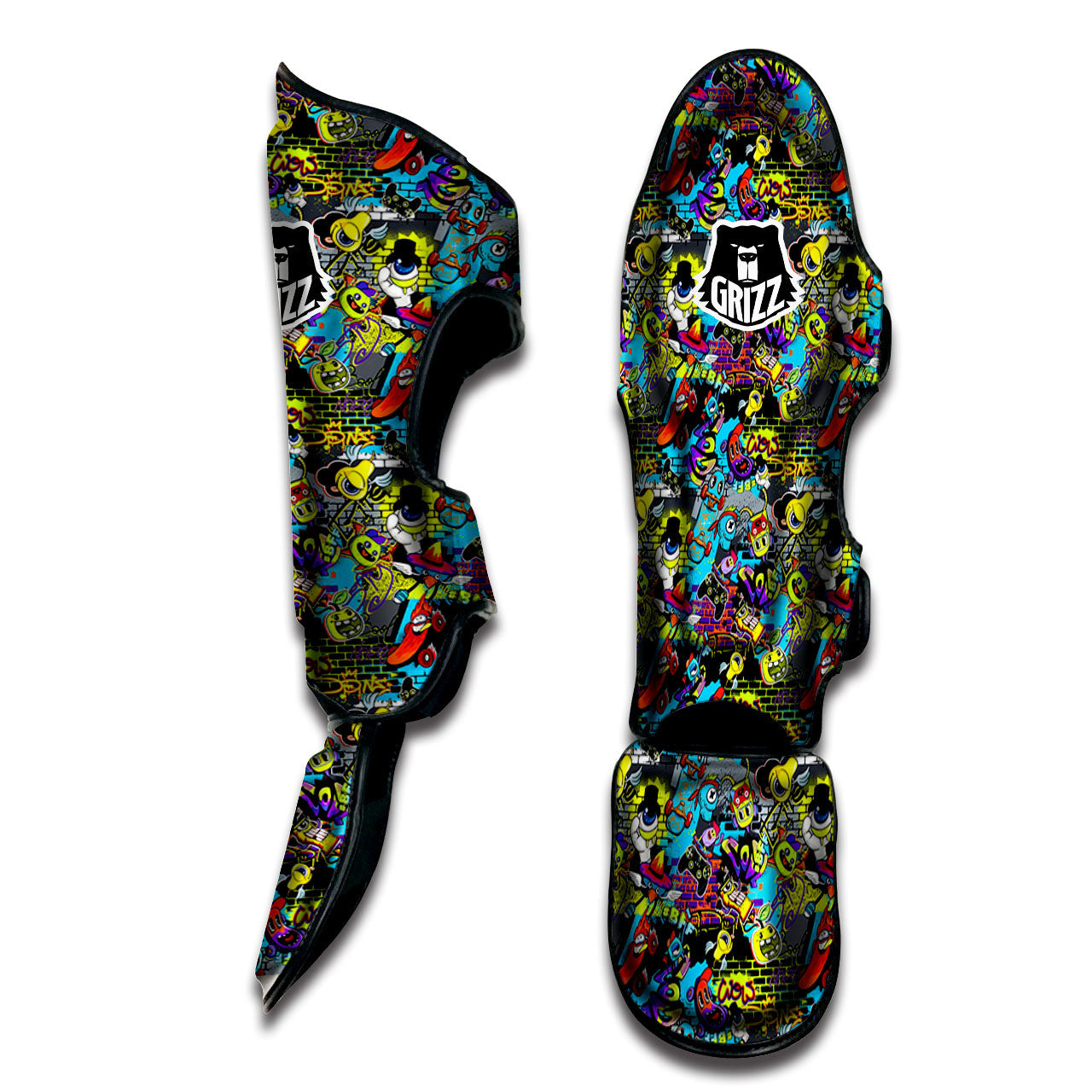 Graffiti Funky Print Pattern Muay Thai Shin Guards-grizzshop