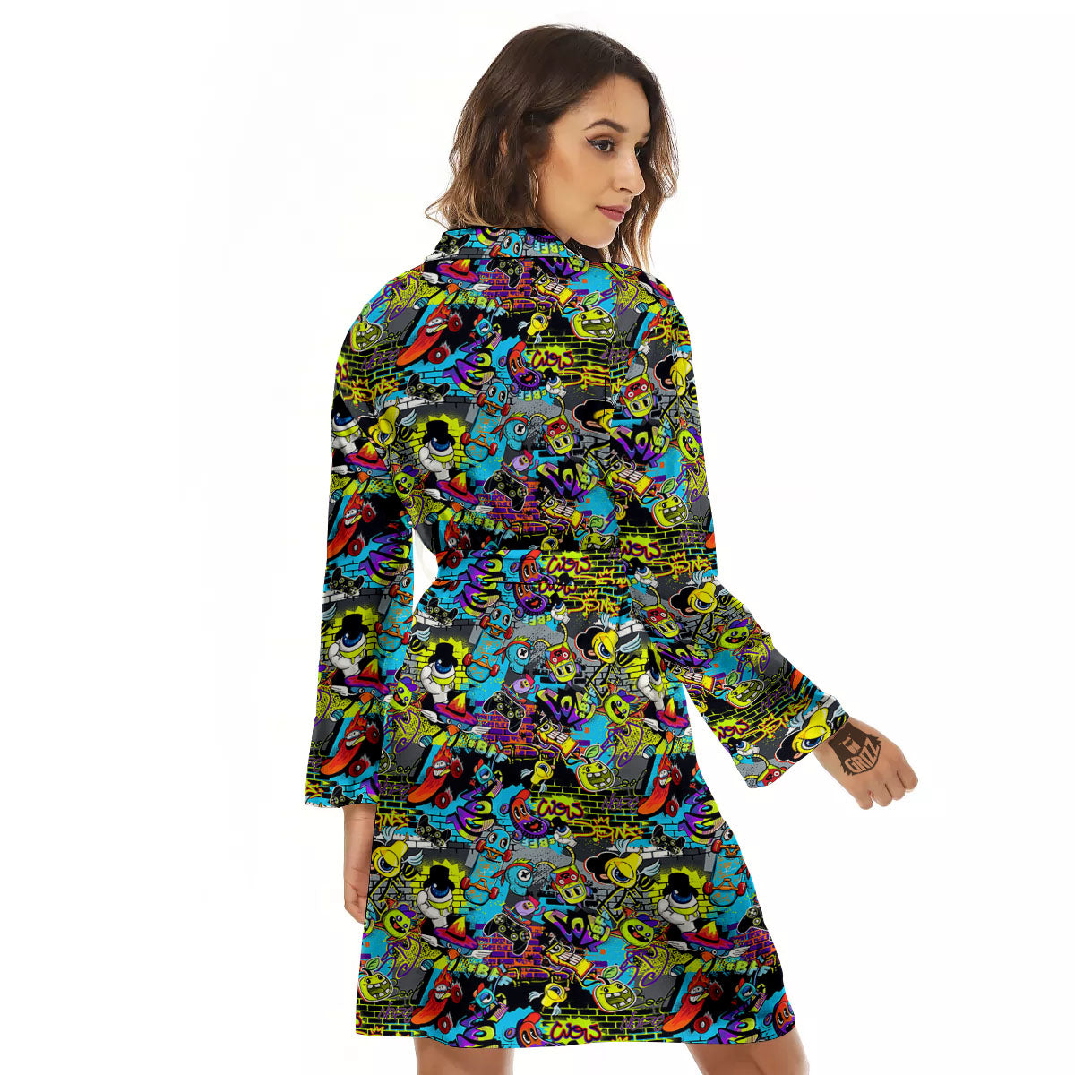 Graffiti Funky Print Pattern Women's Robe-grizzshop