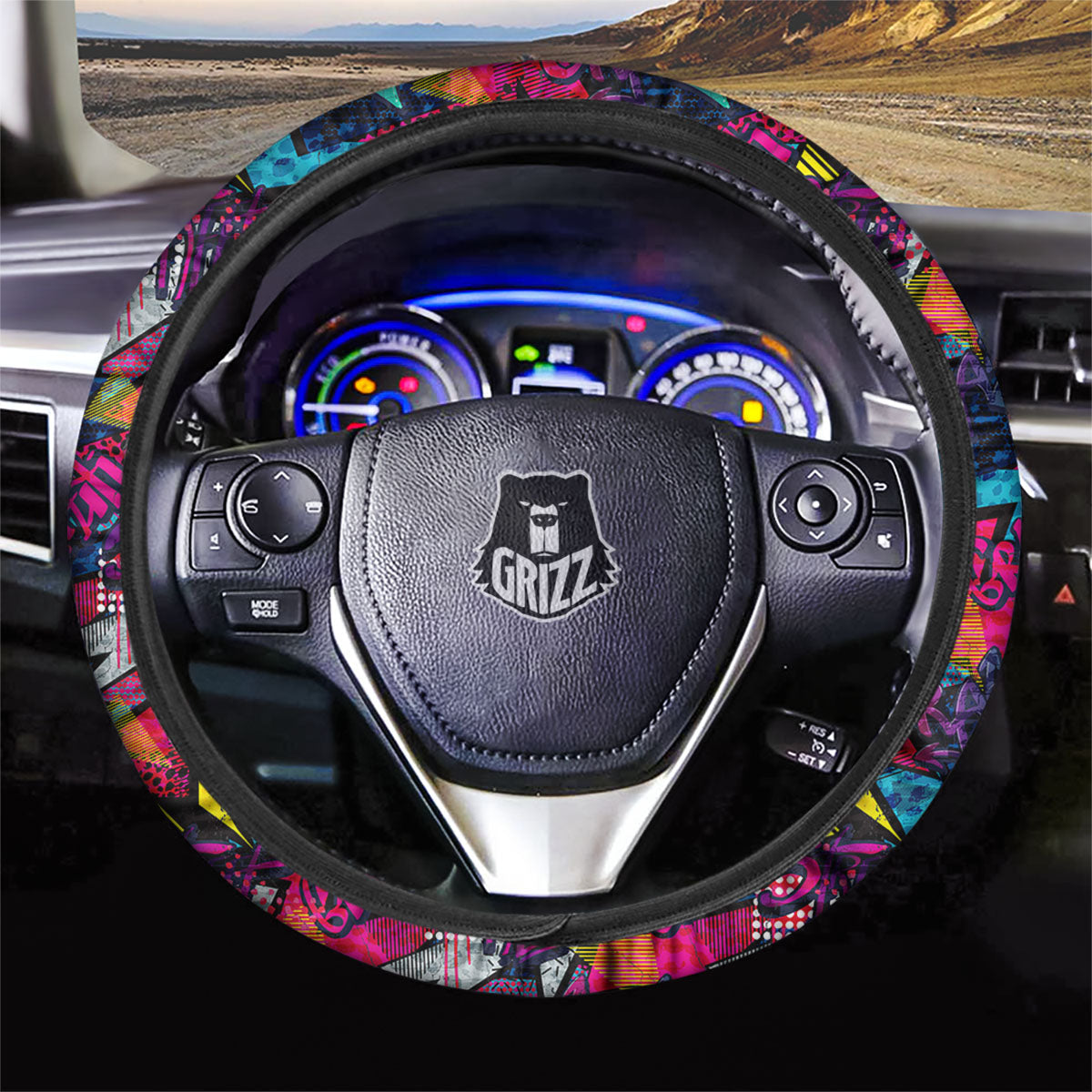Graffiti Grunge Print Pattern Car Steering Wheel Cover-grizzshop