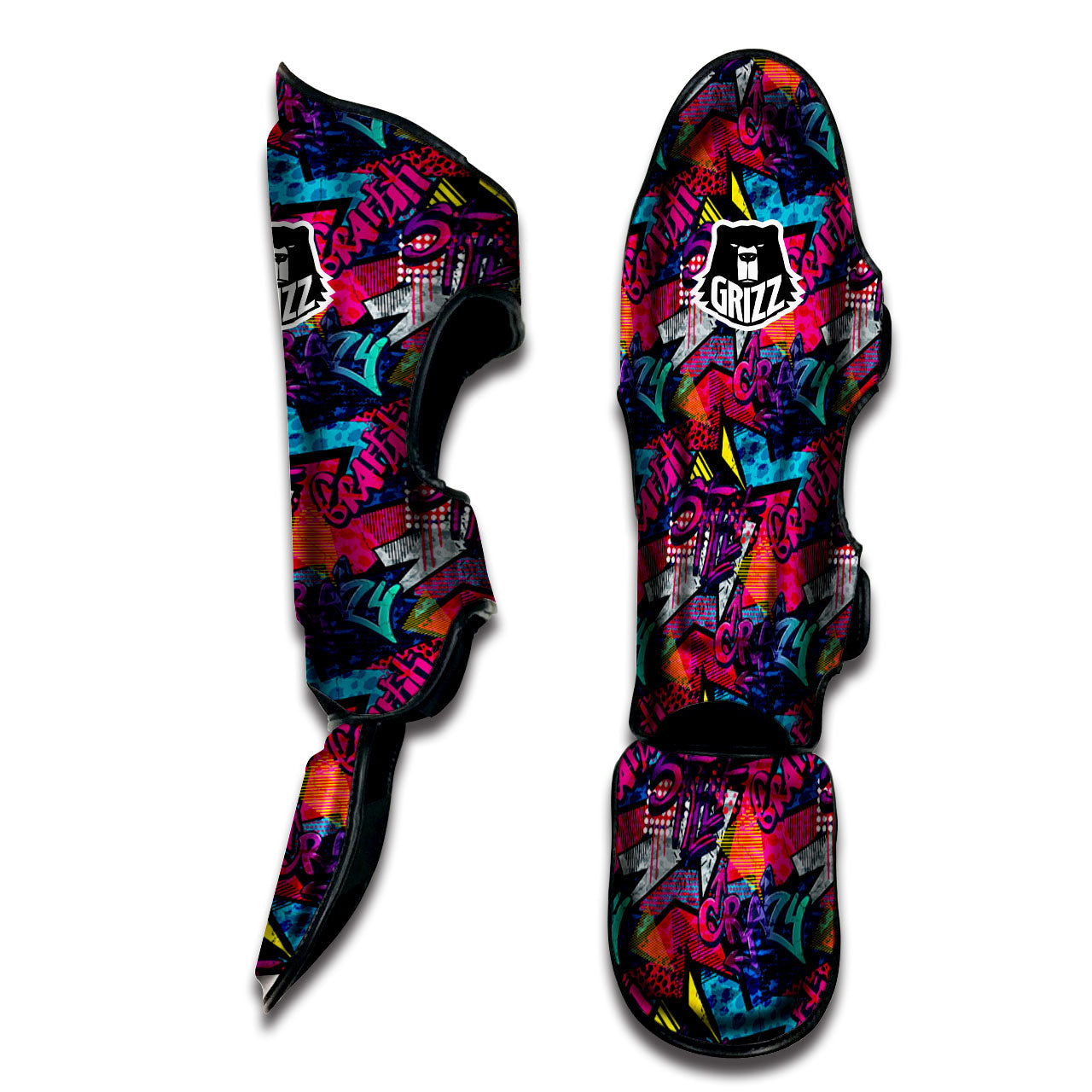 Graffiti Grunge Print Pattern Muay Thai Shin Guards-grizzshop