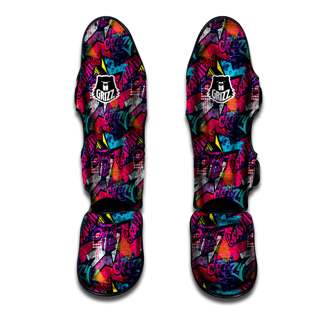 Graffiti Grunge Print Pattern Muay Thai Shin Guards-grizzshop