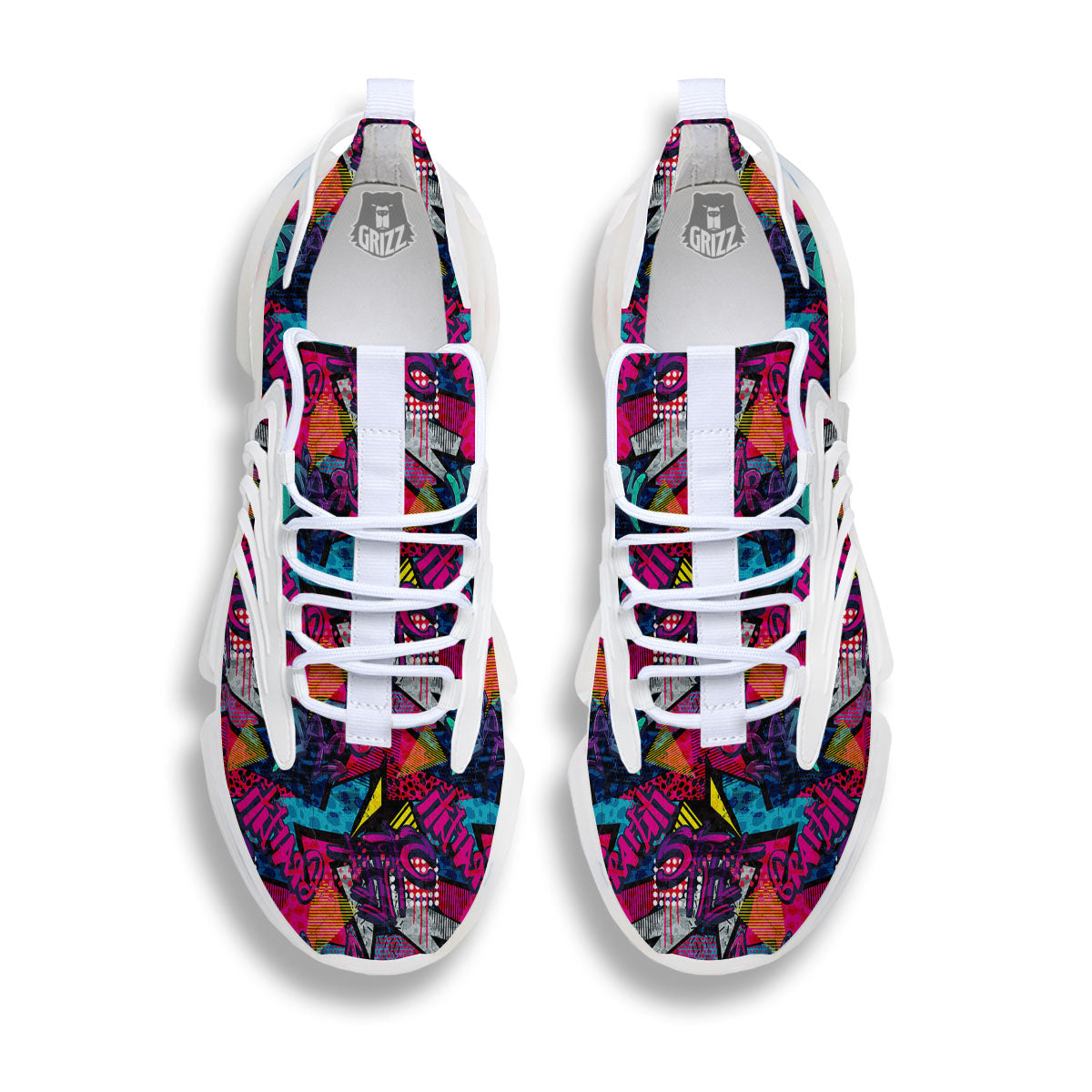 Graffiti Grunge Print Pattern White Gym Shoes-grizzshop