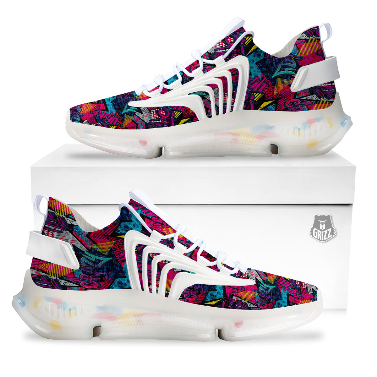 Graffiti Grunge Print Pattern White Gym Shoes-grizzshop
