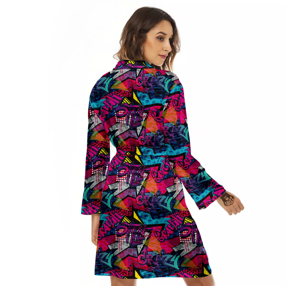 Graffiti Grunge Print Pattern Women's Robe-grizzshop
