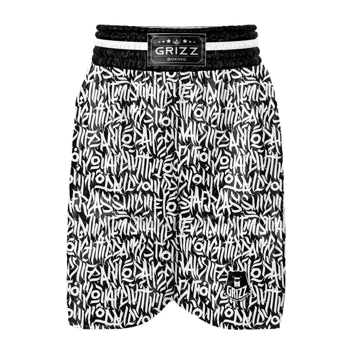 Graffiti Grunge White Text Abstract Print Boxing Shorts-grizzshop