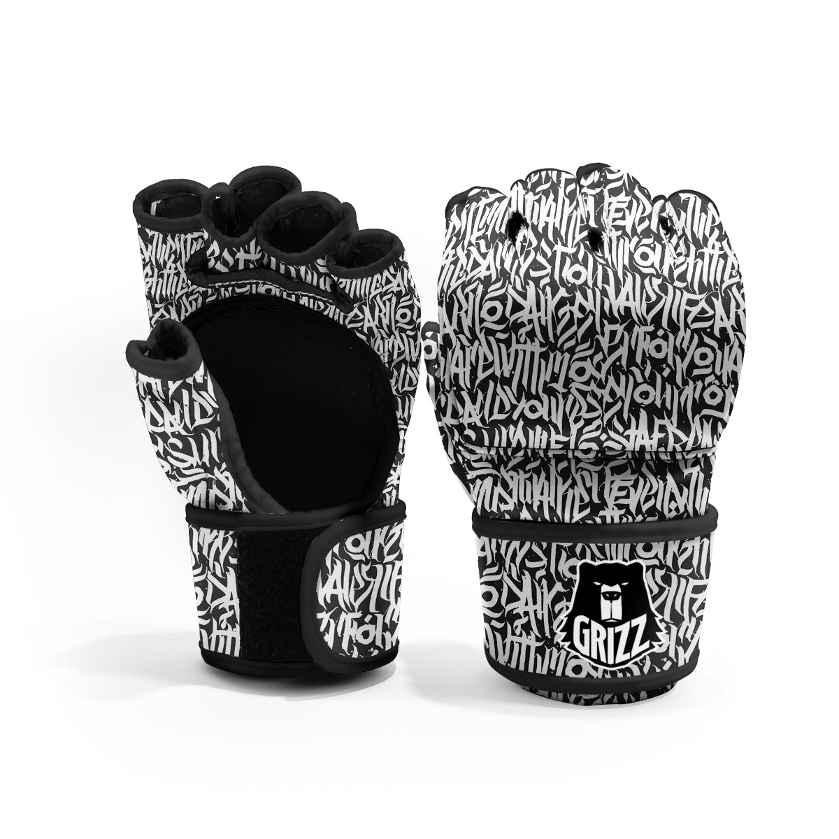 Graffiti Grunge White Text Abstract Print MMA Gloves-grizzshop