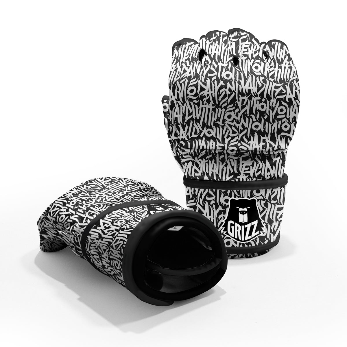 Graffiti Grunge White Text Abstract Print MMA Gloves-grizzshop