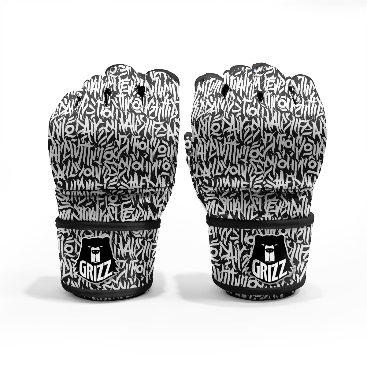 Graffiti Grunge White Text Abstract Print MMA Gloves-grizzshop