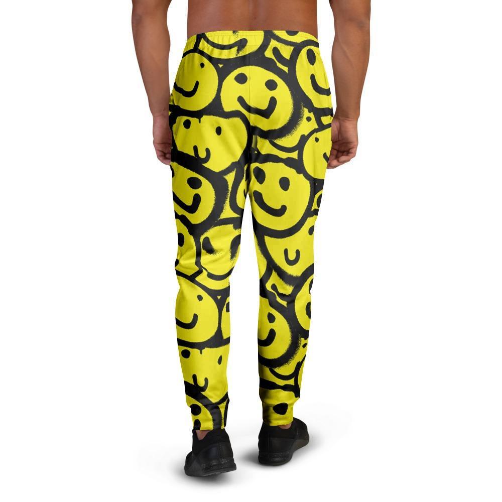 Graffiti Happy Emoji Print Men's Joggers-grizzshop