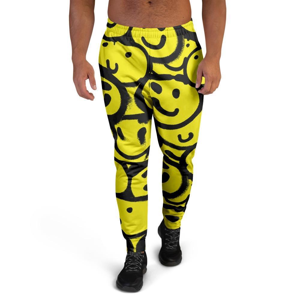 Graffiti Happy Emoji Print Men's Joggers-grizzshop