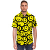Graffiti Happy Emoji Print Men's Short Sleeve Shirt-grizzshop