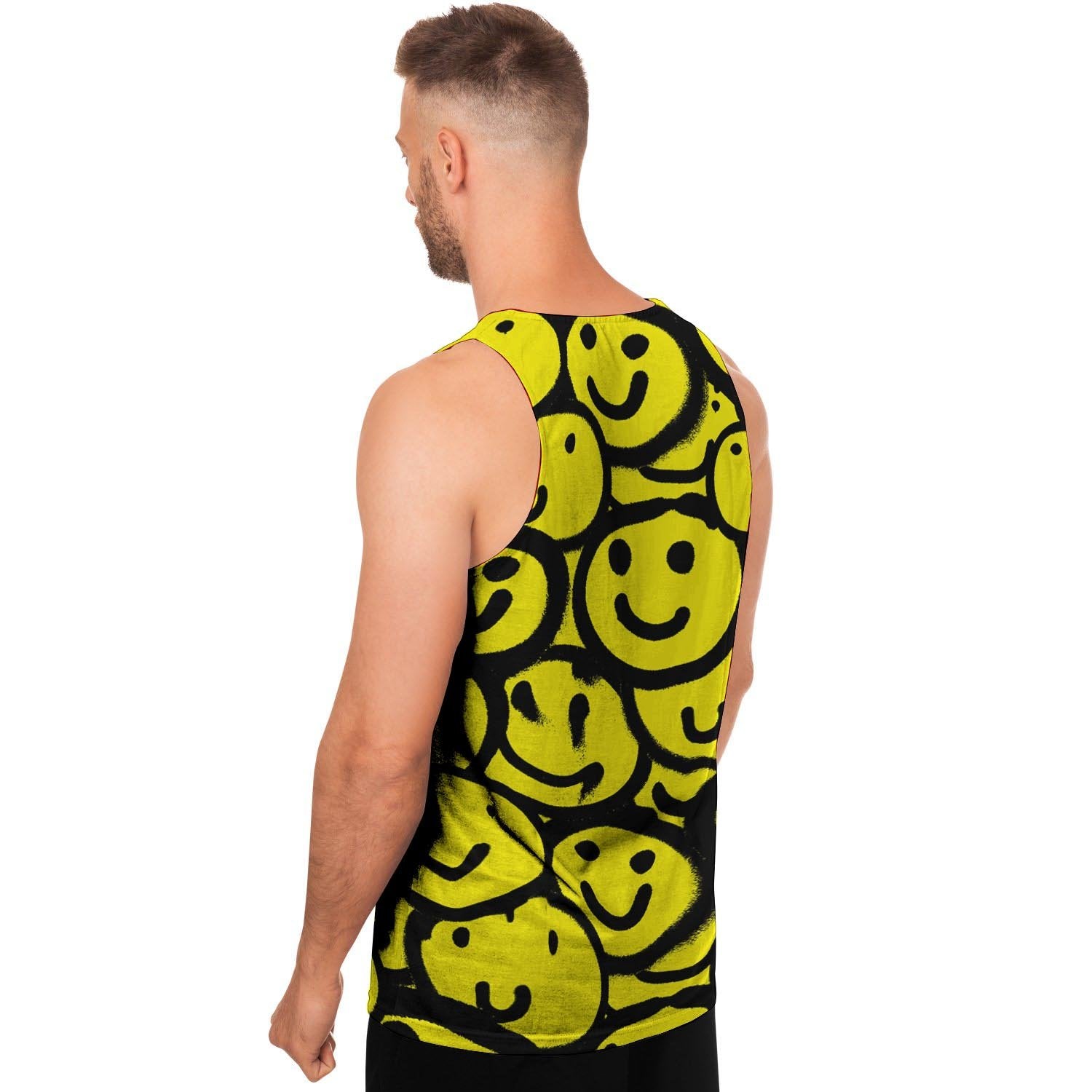Graffiti Happy Emoji Print Men's Tank Tops-grizzshop