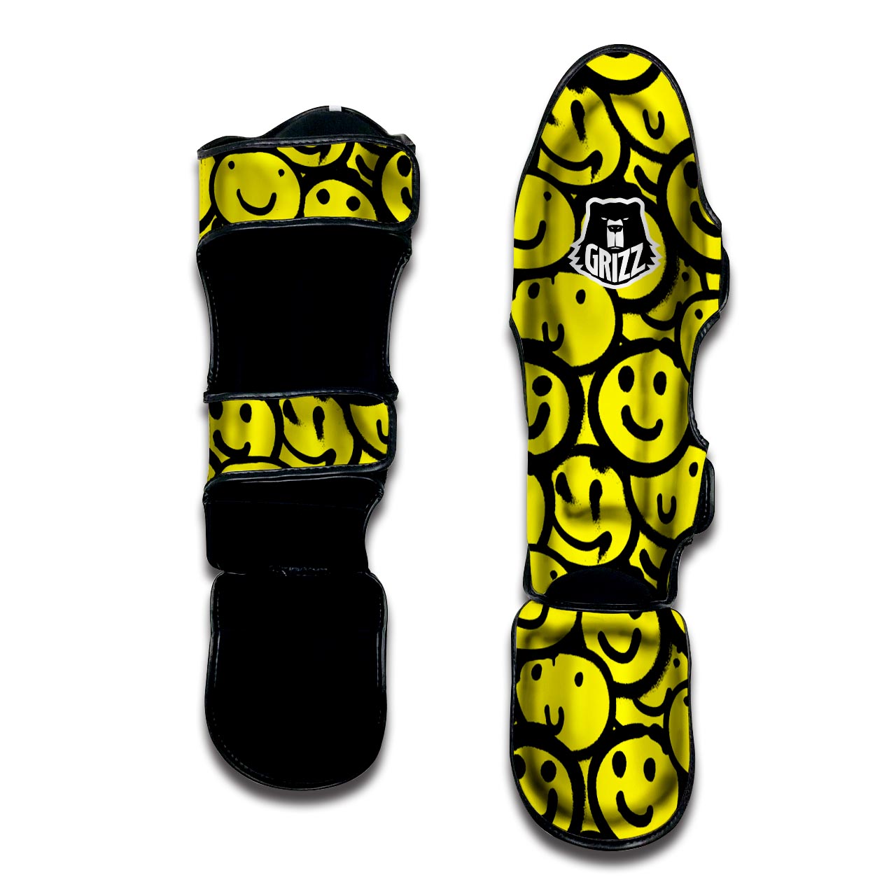 Graffiti Happy Emoji Print Muay Thai Shin Guard-grizzshop
