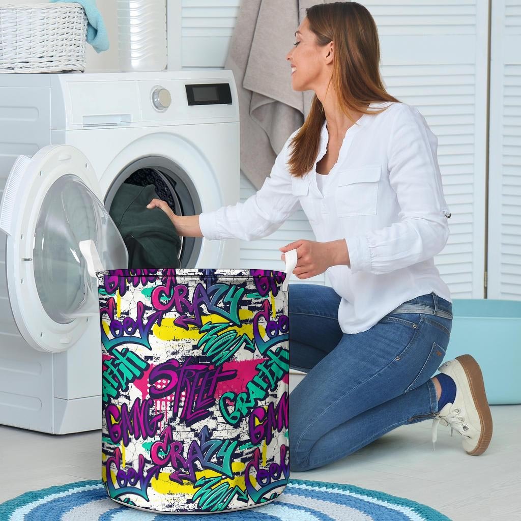 Graffiti Hiphop Print Laundry Basket-grizzshop