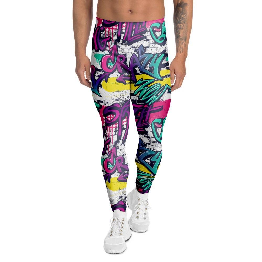 Graffiti Hiphop Print Men's Leggings-grizzshop