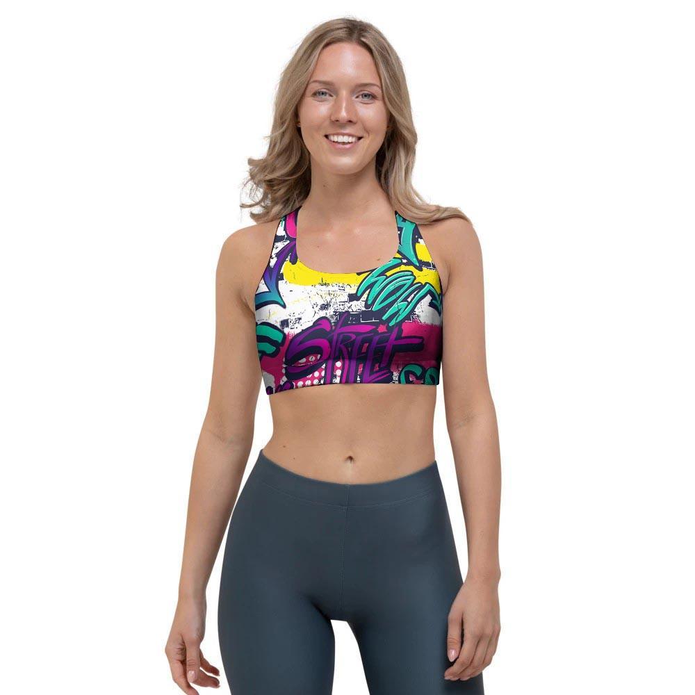 Graffiti Hiphop Print Sports Bra-grizzshop