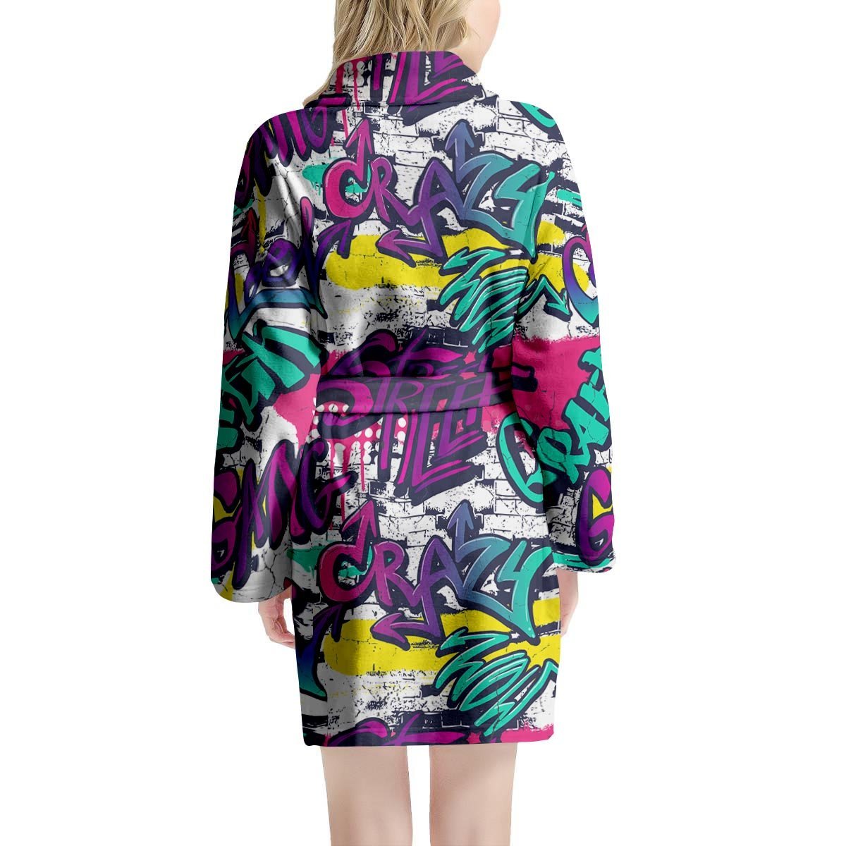 Graffiti Hiphop Print Women's Robe-grizzshop