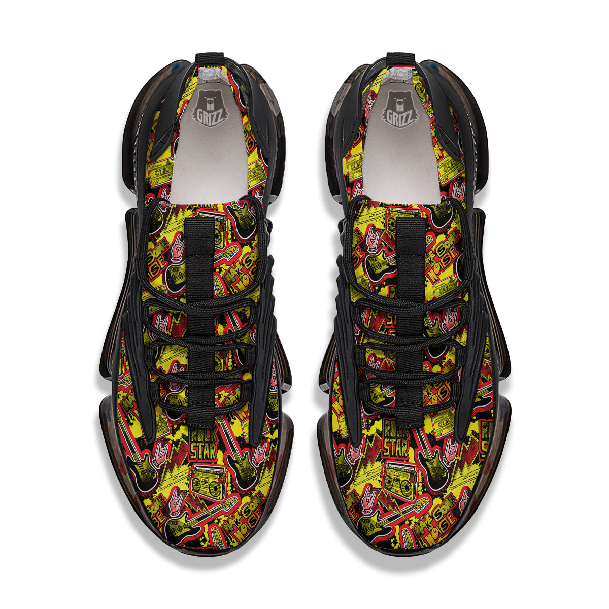 Graffiti Music Rock Star Print Pattern Black Gym Shoes-grizzshop