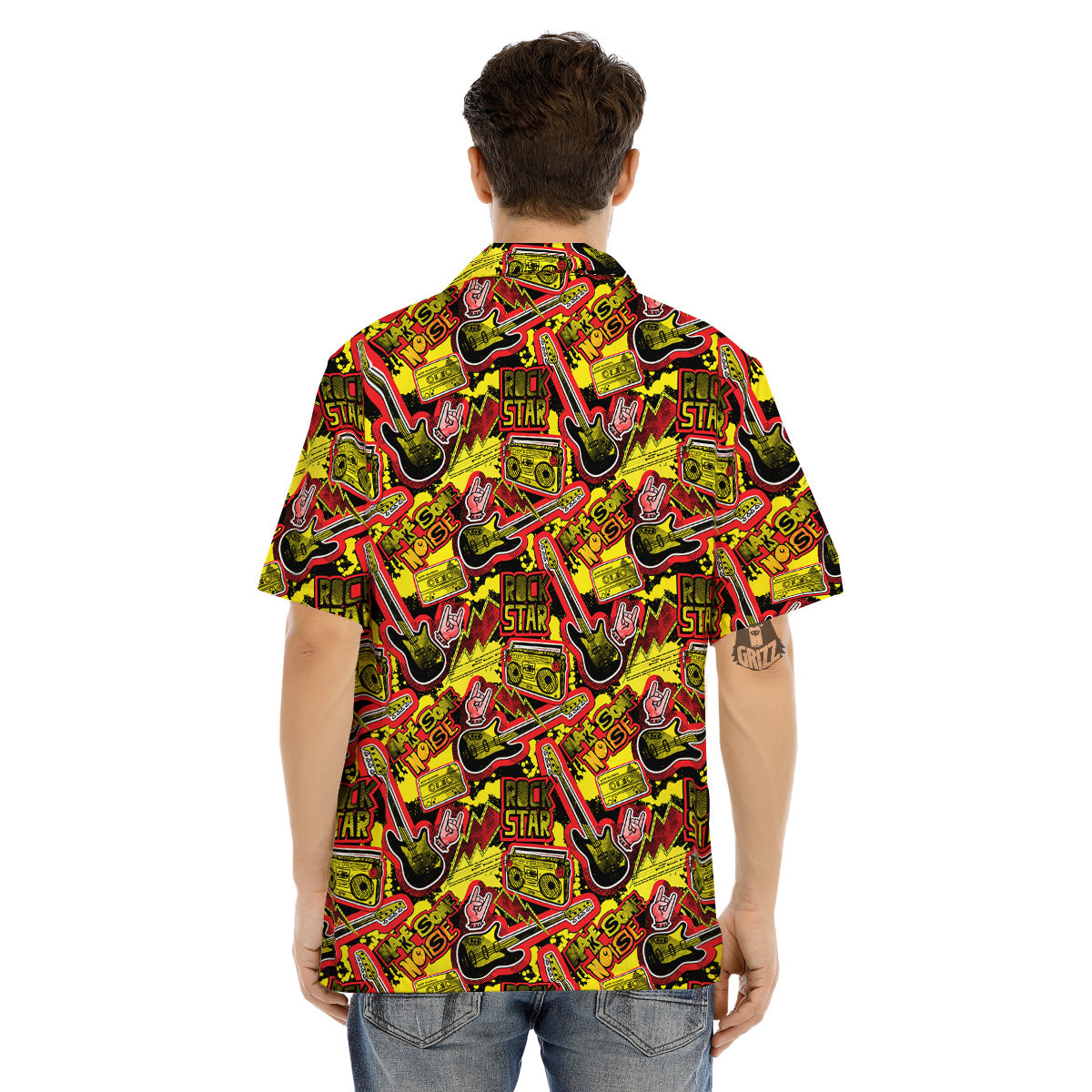 Graffiti Music Rock Star Print Pattern Men's Hawaiian Shirt-grizzshop