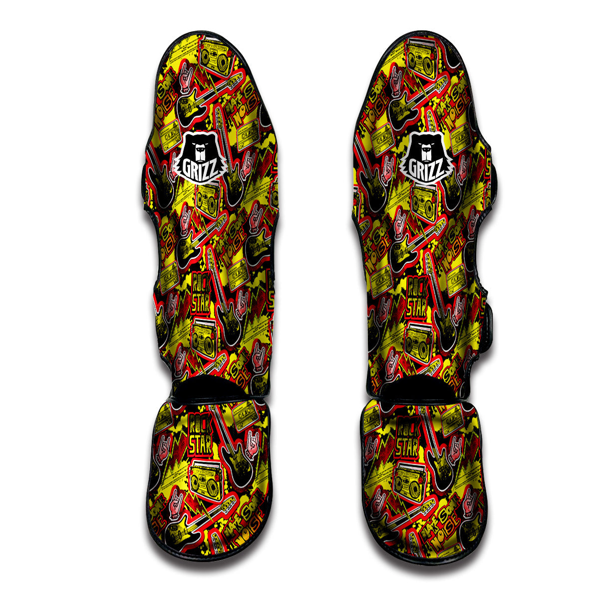 Graffiti Music Rock Star Print Pattern Muay Thai Shin Guards-grizzshop