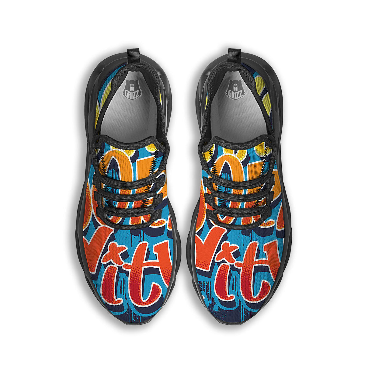 Graffiti NYC Print Black Running Shoes-grizzshop