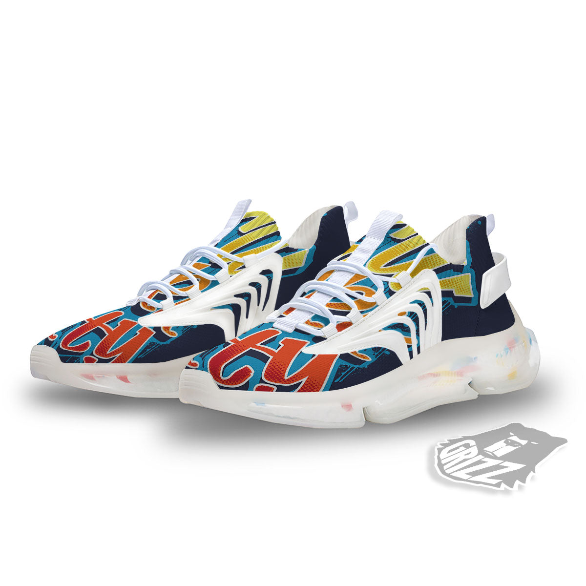 Graffiti NYC Print White Gym Shoes-grizzshop