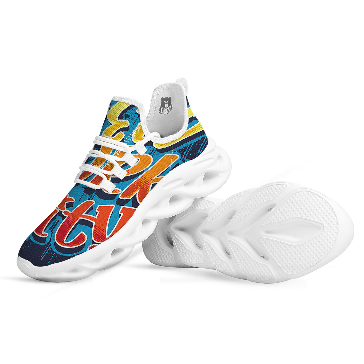 Graffiti NYC Print White Running Shoes-grizzshop