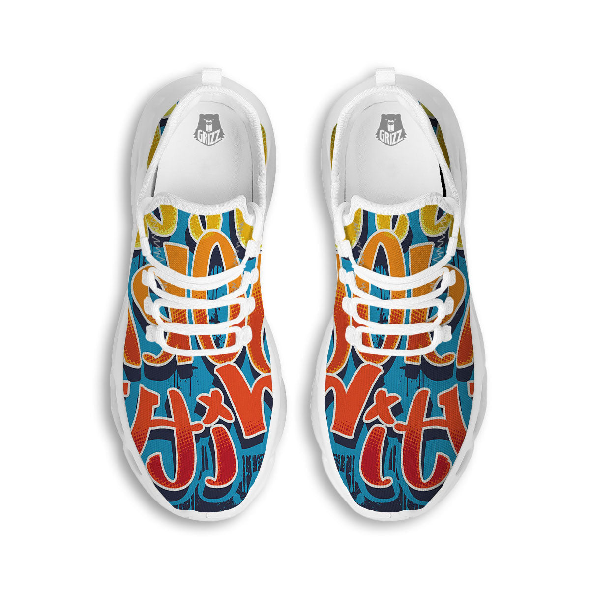 Graffiti NYC Print White Running Shoes-grizzshop