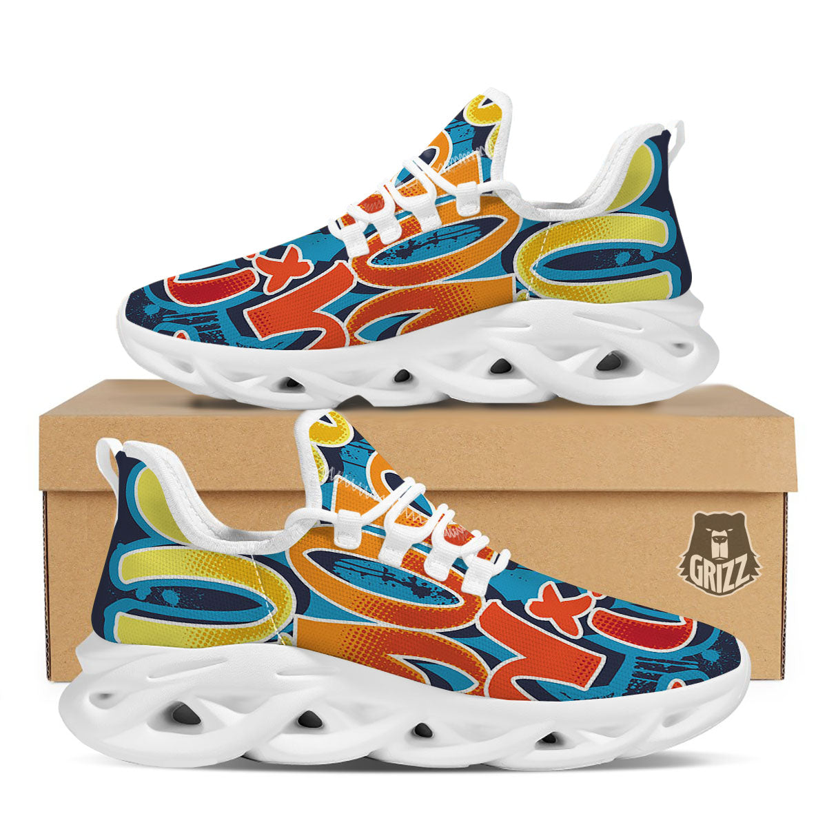 Graffiti NYC Print White Running Shoes-grizzshop