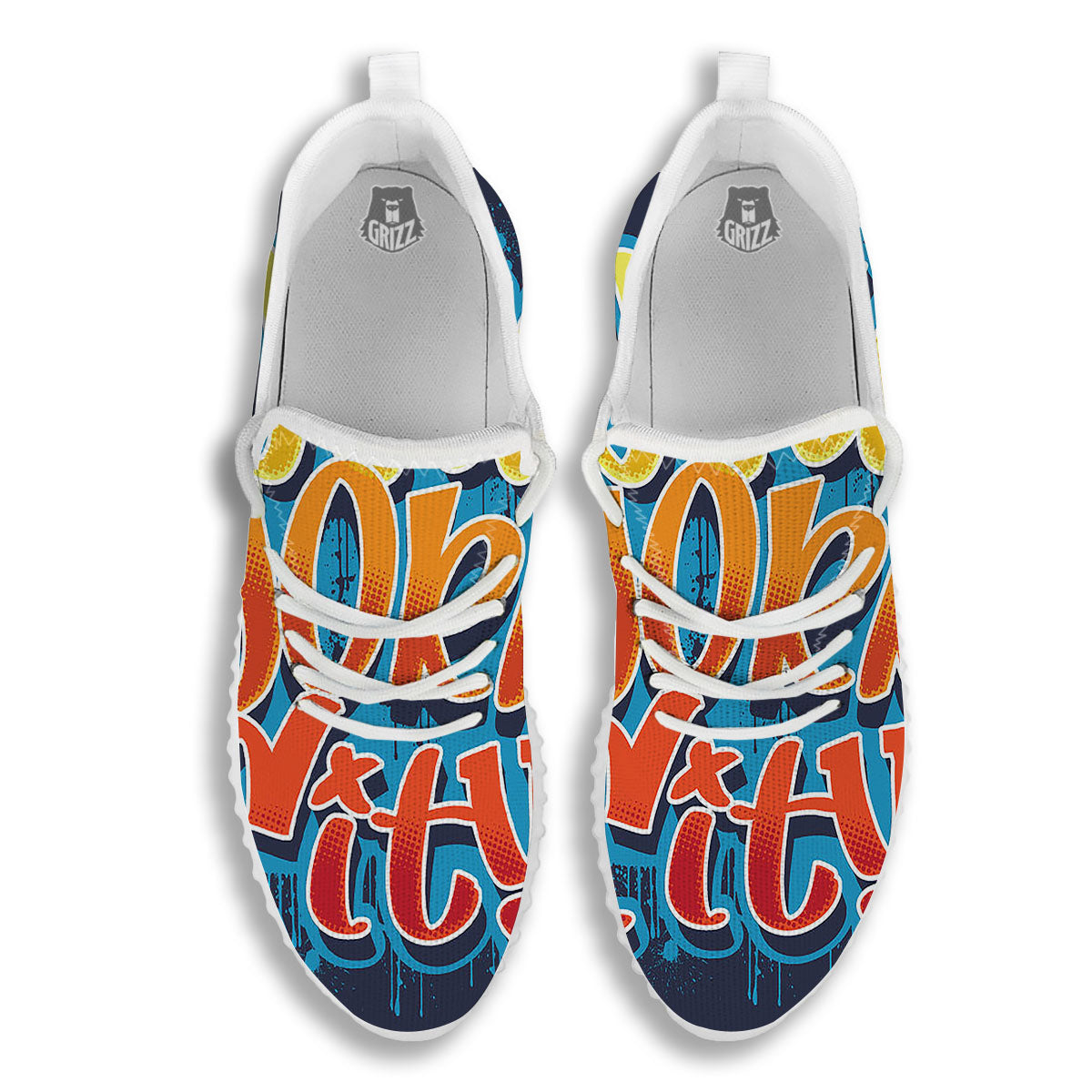Graffiti NYC Print White Walking Shoes-grizzshop
