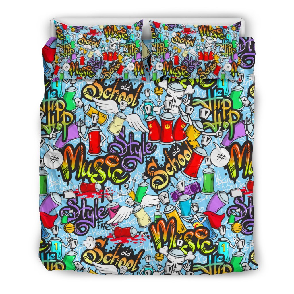 Graffiti Pattern Print Duvet Cover Bedding Set-grizzshop