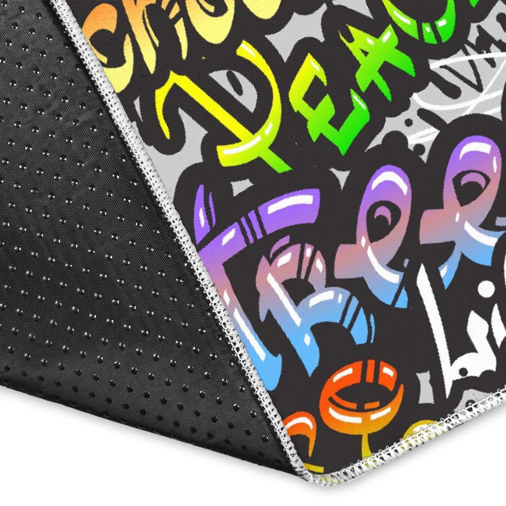 Graffiti Print Pattern Floor Mat-grizzshop